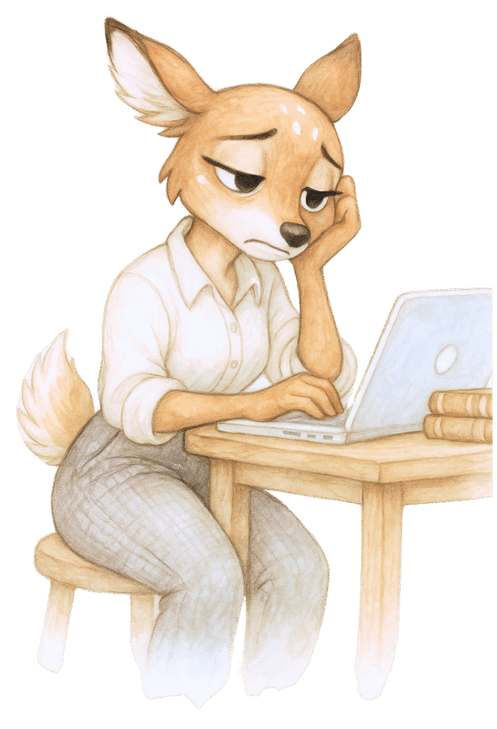 biche triste sur ordinateur