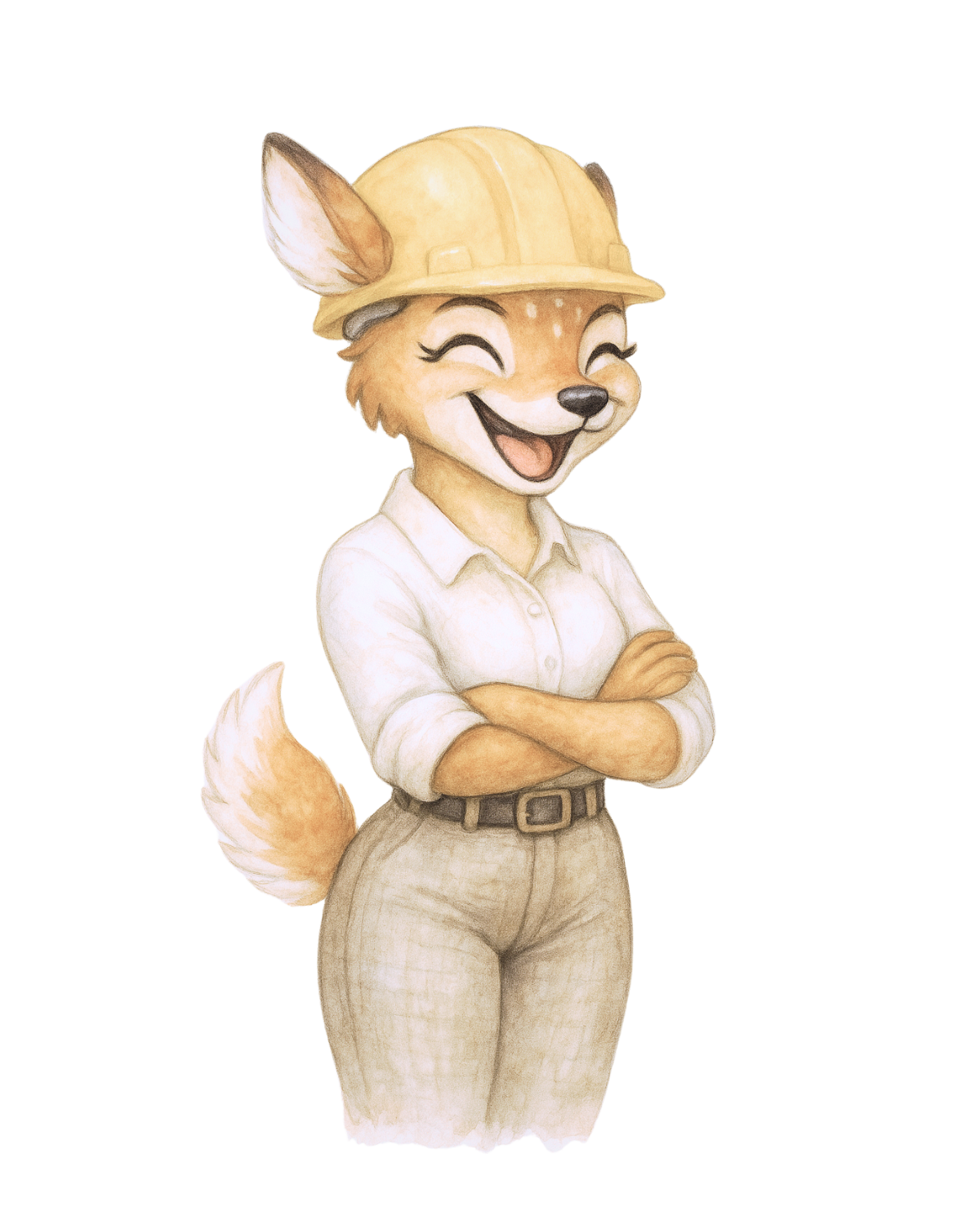 biche QSE avec un casque qui sourit